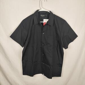 Chef Works Shirt Mens Medium Black Short Sleeve Snap Button Kitchen Uniform